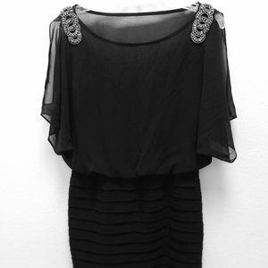 Black Beaded Party Dress - XSCAPE by Joanna Chen
